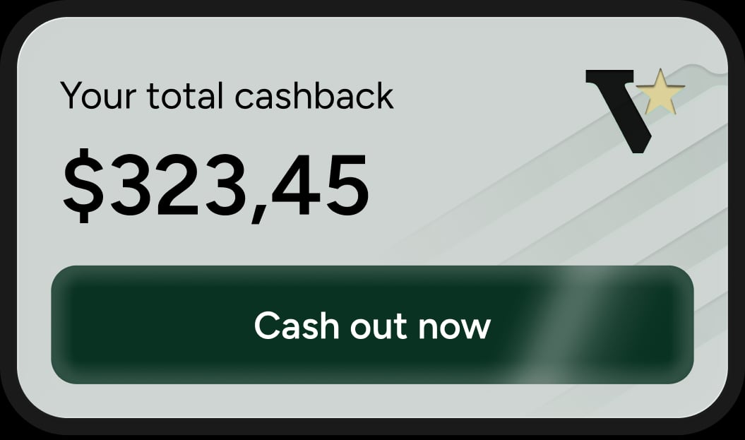 Total cashback balance with a cash-out action